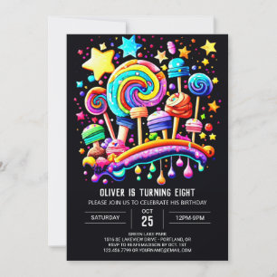 Invitación Aniversario del Candyland caprichoso