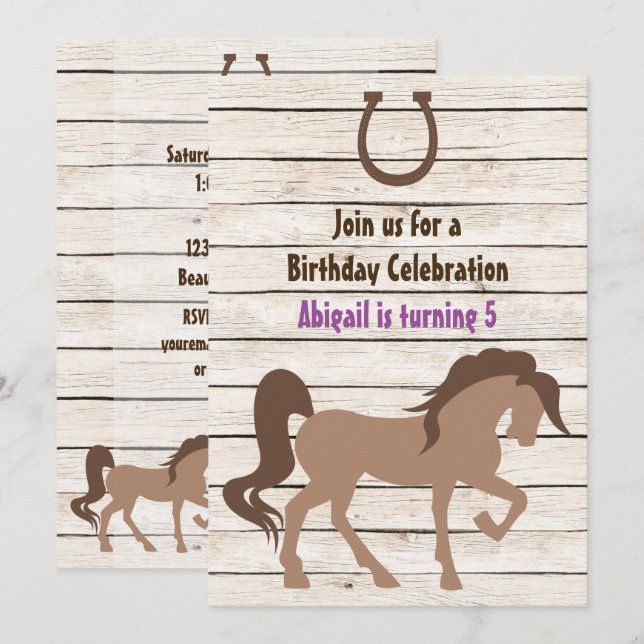 Invitación Aniversario del Chica de Caballo y Madera de bonit (Anverso / Reverso)