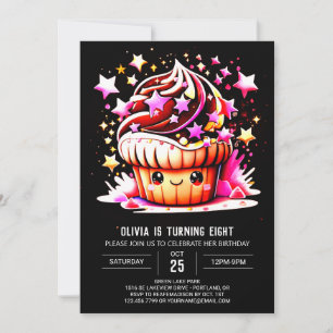 Invitación Aniversario del Chica de Muffin elegante y elegant