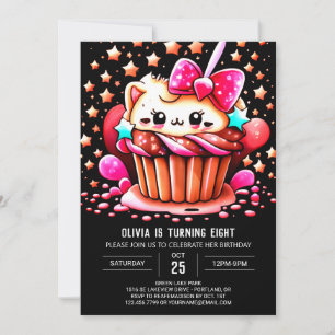 Invitación Aniversario del Chica de Muffin mágico de la paste