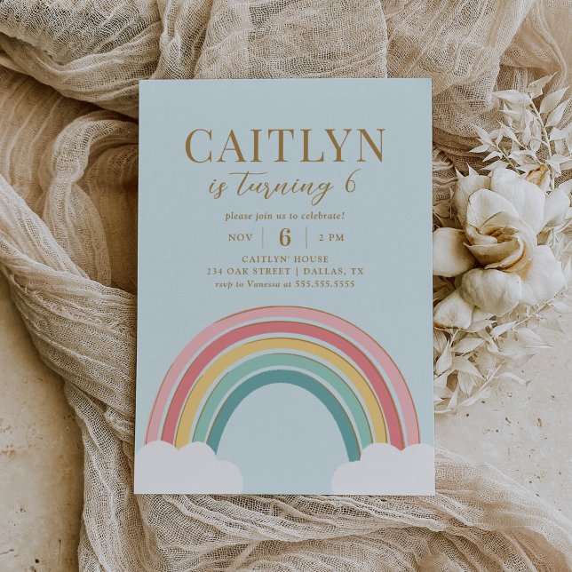 Invitación Aniversario del Chica del Arcoiris de Cute Pastel (Subido por el creador)