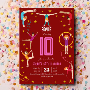 Invitación Aniversario del chica deportivo de acrobacia y gim
