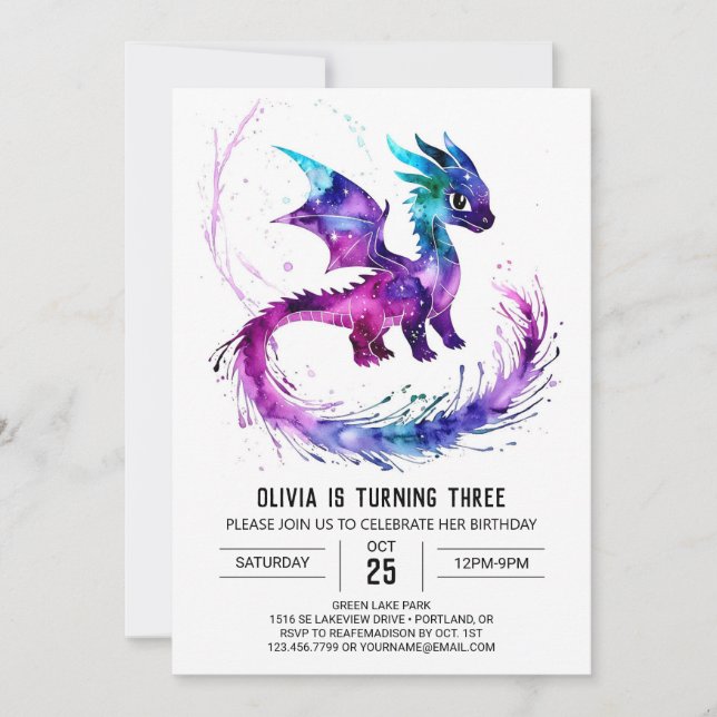 Invitación Aniversario del Chica digital de Dragón Cuto Pinta (Anverso)