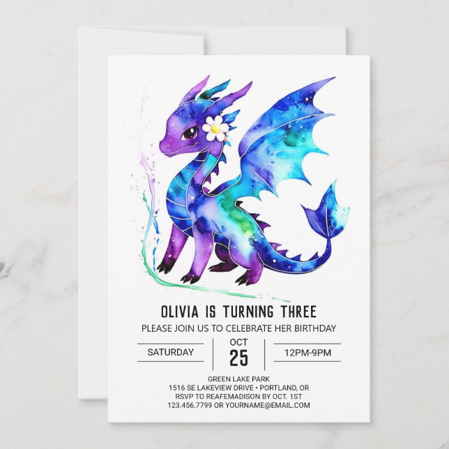 Invitación Aniversario del Chica Digital Magple Purple Dragon (Anverso)