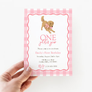 Invitación Aniversario del Chica Golden Retriever One Golden