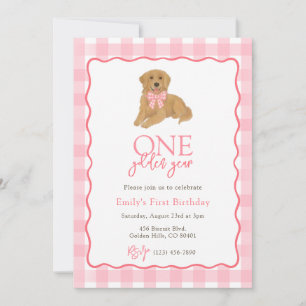 Invitación Aniversario del Chica Golden Retriever One Golden 