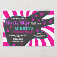 Aniversario del chica negro rosa estrella de rock
