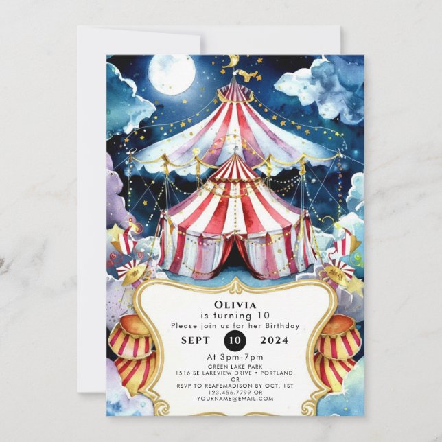 Invitación Aniversario del circo de niños encantados (Anverso)