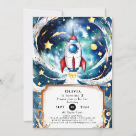 Invitación Aniversario del Cohete Galaxy encantado