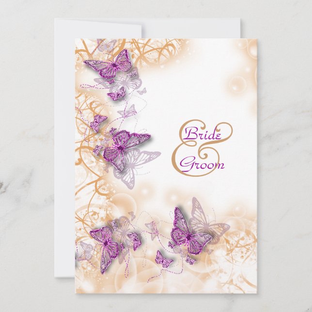 Invitación Aniversario del compromiso con el boda púrpura (Anverso)