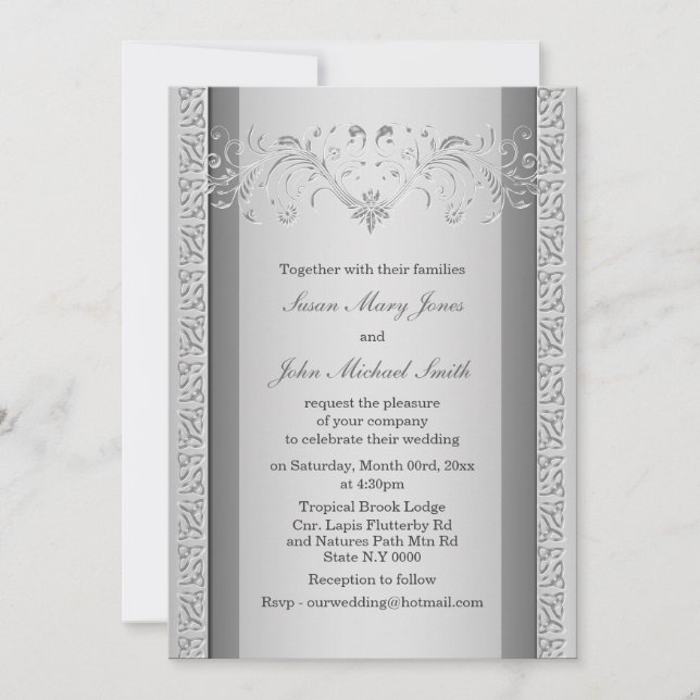Invitación Aniversario del compromiso del boda gris plateado (Anverso)