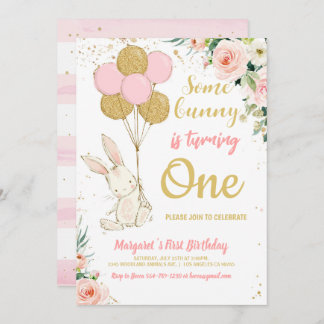 Invitación Aniversario del Conejo de Oro Rosado