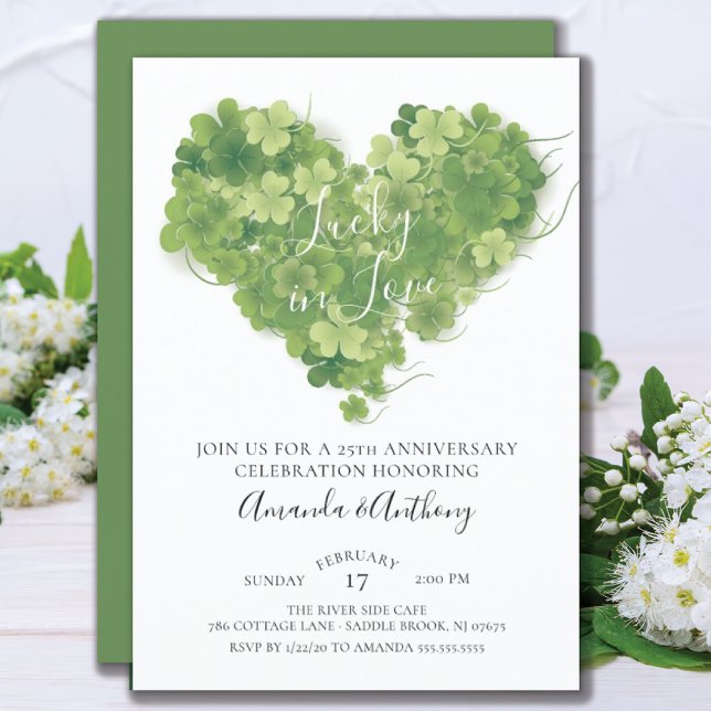 Invitación Aniversario del corazón de Shamrock en el amor (Subido por el creador)