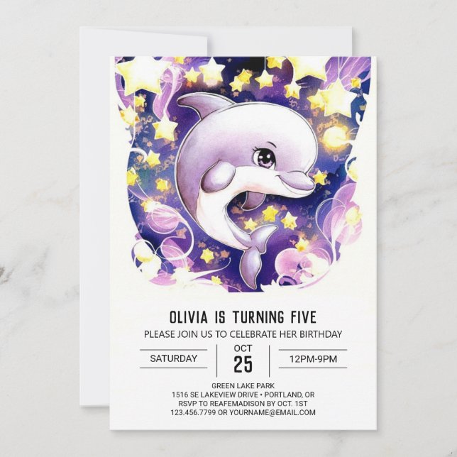 Invitación Aniversario del delfín de los niños mágicos náutic (Anverso)