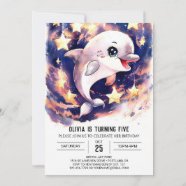 Invitación Aniversario del delfín infantil colorido