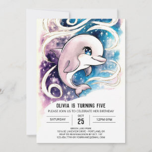 Invitación Aniversario del delfín oceánico simple encantado