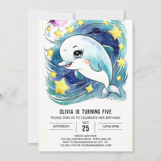 Invitación Aniversario del delfín subacuático simple encantad (Anverso)