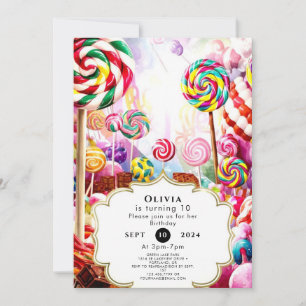 Invitación Aniversario del desgarrador Pastel Candyland