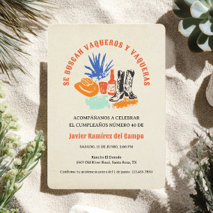 Invitación Aniversario del desierto de Cowboy mexicano de Esp