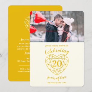 Invitación Aniversario del diamante dorado foto de 20 años