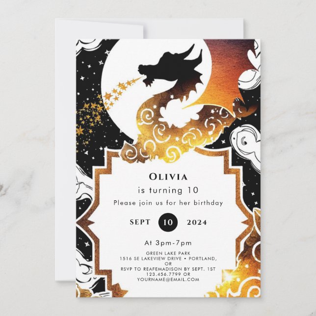 Invitación Aniversario del Dragón caprichoso (Anverso)