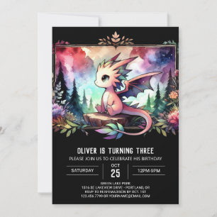 Invitación Aniversario del dragón de Little Woodland