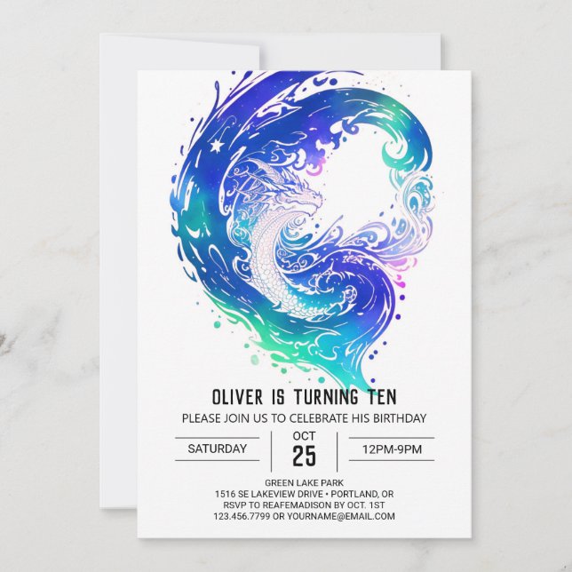 Invitación Aniversario del Dragón Medieval encantador (Anverso)