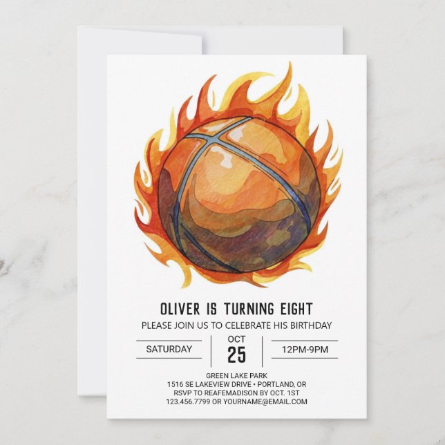 Invitación Aniversario del Elegante Boy Sport Baloncesto (Anverso)