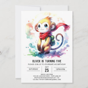 Invitación Aniversario del elegante mono de la jungla