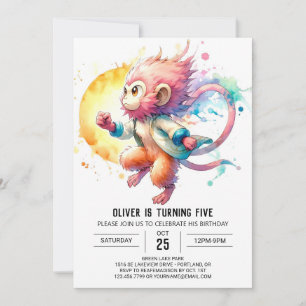 Invitación Aniversario del elegante mono de la jungla