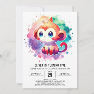 Invitación Aniversario del elegante mono de la jungla