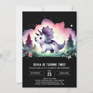 Invitación Aniversario del Encantado Triceratops Moderno