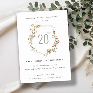 Invitación Aniversario del Escudo de flores silvestres Dusky 