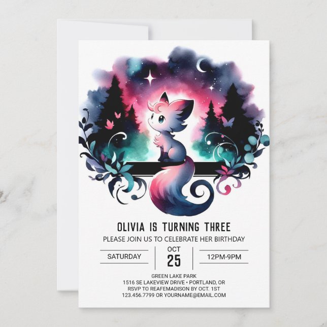 Invitación Aniversario del fantástico gato ensueño (Anverso)