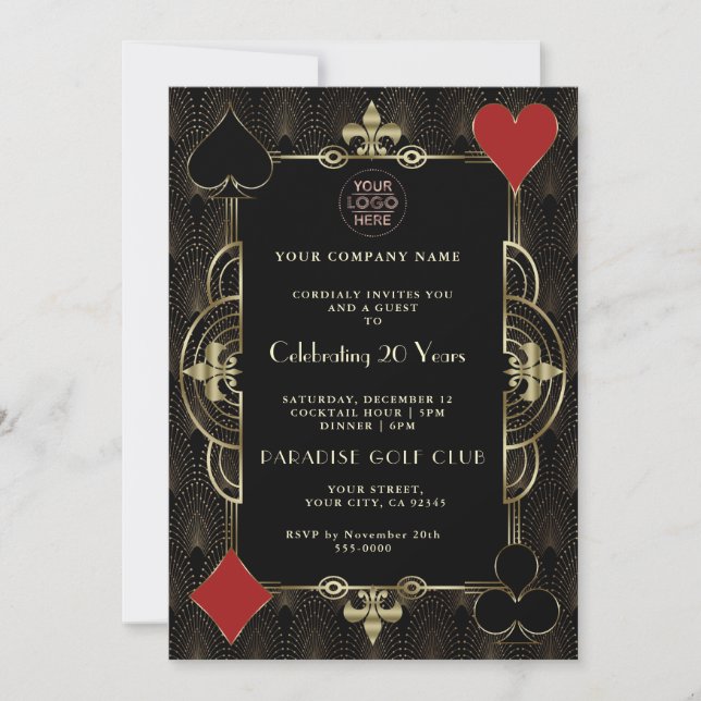 Invitación Aniversario del Fiesta corporativo de Gold Casino (Anverso)