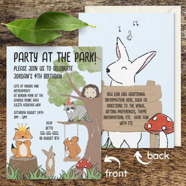Invitación Aniversario del fiesta de los niños del parque zoo (Subido por el creador)