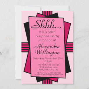 Invitación Aniversario del Fiesta de Sorpresa de Art Deco Ros