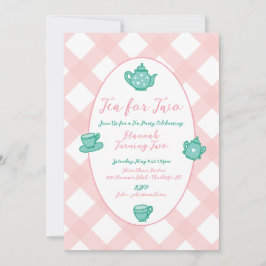 Invitación Aniversario del Fiesta del té caprichoso rosado