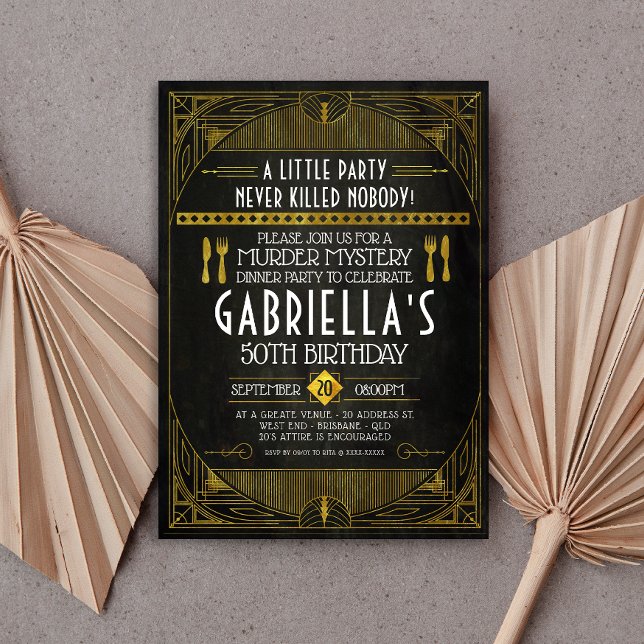 Invitación Aniversario del Fiesta Murder Mystery (Subido por el creador)