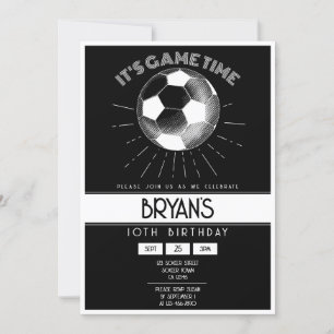 Invitación Aniversario del Fútbol Blanco Retro Simple