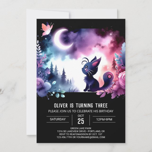 Invitación Aniversario del Gato del Pequeño Gato (Anverso)