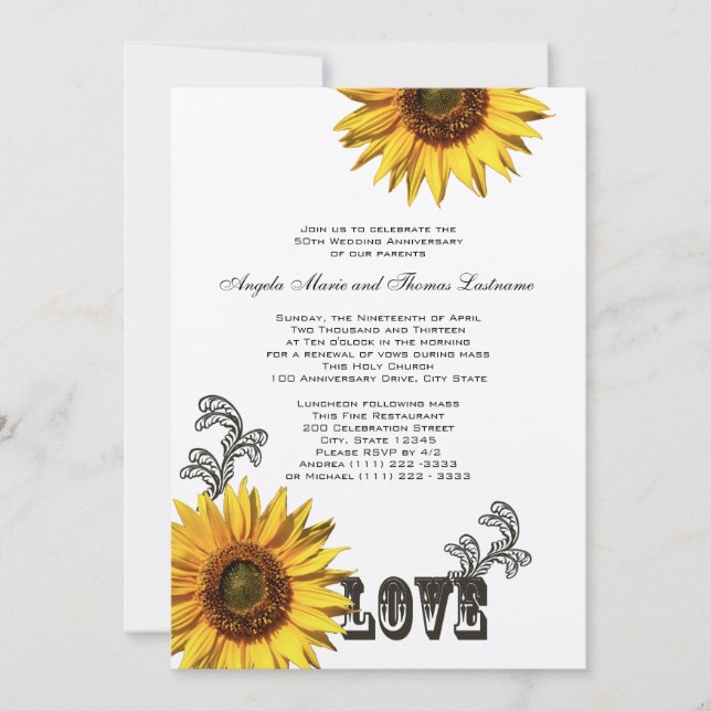 Invitación Aniversario del girasol del país (Anverso)