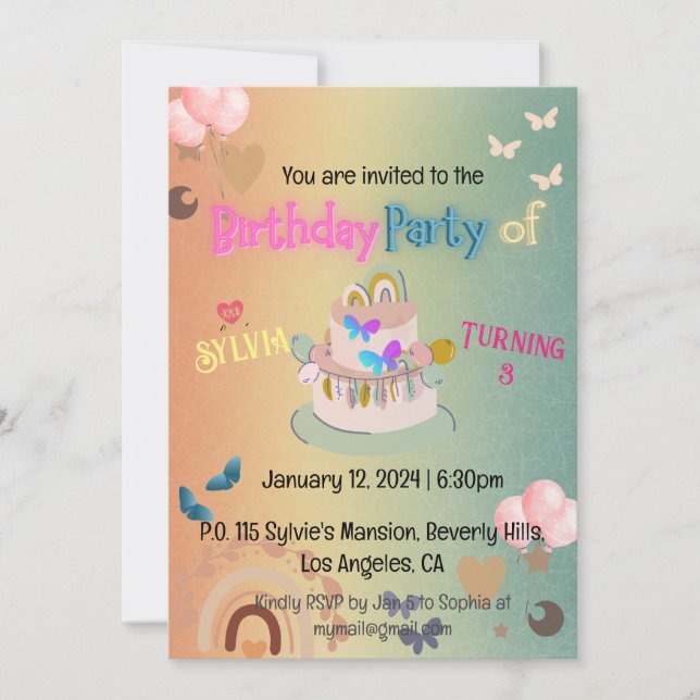 Invitación Aniversario del gradiente del arcoiris de Cute Boh (Anverso)