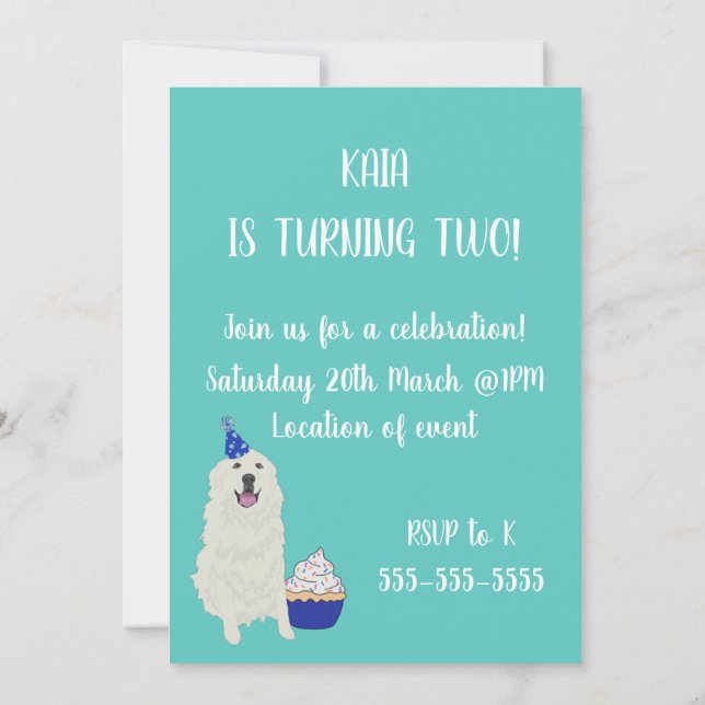 Invitación Aniversario del Gran personalizable de los Pirineo (Reverso)