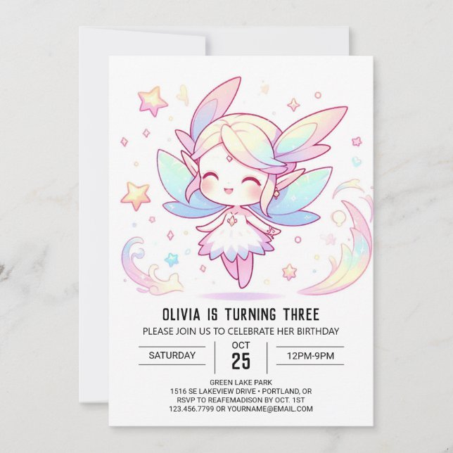 Invitación Aniversario del Hada de la Selva Cuta (Anverso)