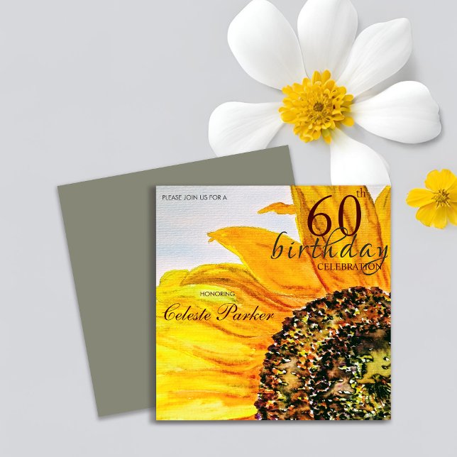 Invitación Aniversario del hito del girasol floral (Subido por el creador)
