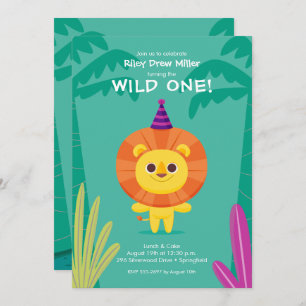 Invitación Aniversario del león de una selva salvaje