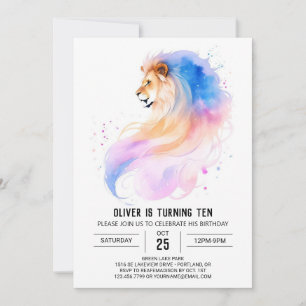Invitación Aniversario del león del Pastel caprichoso