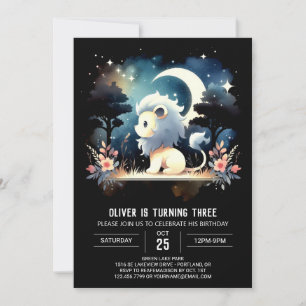 Invitación Aniversario del león infantil mágico