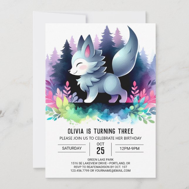 Invitación Aniversario del Lobo de Sweet Elegant (Anverso)
